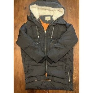 OROLAY THICKENED DOWN BLACK HOODED ZIP SNAP CLOSURE  WINTER JACKET/COAT SIZE M